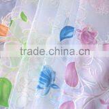 Polyester Green Flower Printing Silver Plating Sheer Fabric