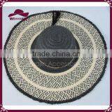 Black and White Paper Straw Floppy Hat With Tassels thumbnail-4