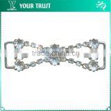 1.5MM 3MM Clear Cystal Rhinestone Flower Connector Rhodium Metal Belt Buckles thumbnail-5