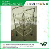 2015 hot sell NSF 18x18 inch 3 layer chrome double handle wire basket shelving trolley with wheels (YB-WS037)