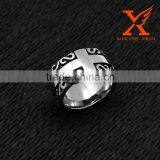 In Stock 2016 Removable Black Silver Base Mens/Womens Stainless Steel Cross Ring for Christian Baptism thumbnail-1