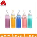 Eco-friendly high quality soft custom glass bottle with silicone sleeve