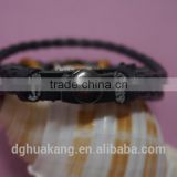 Superthin braided leather cord carabiner closure bracelet