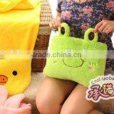Hooded Cape Style Cartoon Animal Green Frog Model Coral Fleece Office Folding Cushion Blanket
