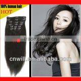 White Double Drawn Clip in Hair Extension Brazilian Hair Clip In Hair Extension