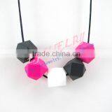 Multicolor Hexagon Teething Beads Necklace Silicone Teething Necklace Wholesale TN018 thumbnail-1