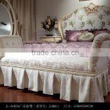 Royal European French Furniture Antique White Bedroom Sets Bed Bedside Table Wardrobe Dressing Table Bench Commode Chair thumbnail-1