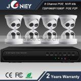 P2P IP66 Plastic IR Dome Camera POE NVR KIT,8 Channel Network Cctv Kit