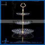 3pcs/set Clear Glass Dinner Plate Set With Golden Metal Stand thumbnail-1