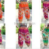 VTG RETRO INDIE HIPPIE BOHO yoga relax dashiki african art print DRAWSTRING RAYON PANTS PLUS SIZE