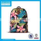 Tropical Floral Print Canvas School Backpack for Girls