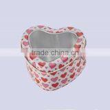 Fancy Heart Shaped Tin Box Tin Can With Clear Window