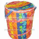 Canvas Pop up Laundry Bag With Zipper Cover