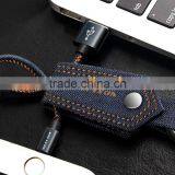 0.2M VOXLINK 5V 1A Gift Type Denim Key Chain USB Cable Charger Micro USB Data Cable for Xiaomi Samsung thumbnail-3