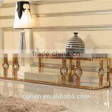 2016 new arrival deluxe modern living room stainless steel golden tv stand home furniture