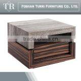 Small Square Ebony Veneer White Marble Top Coffee Table thumbnail-4