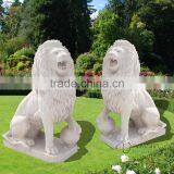 Metal Garden Sculpture Stone Carving White Marble Lion Statues thumbnail-5