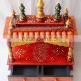 Hand Painted Wooden Temple With 2 Drawers thumbnail-2