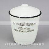 ROUND ENAMEL IRON STORAGE CANISTER W/LID thumbnail-1