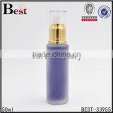 50ml High Grade China Empty Frosted Glass Bottle With Gold Aluminum Pump Pet Cover for Lotion Cosmetic Packaging thumbnail-1