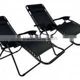 2 Pack Garden Folding Black Infinity Zero Gravity Lounge Chair