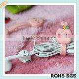 Promotion OEM cute rabbit cartoon plastic earphone holder/earphone cable holder