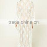 Custom Swim Wear Woman Swim Shirts 100% Nylon 3/4 Sleeves Open Front Eyelash Sheer Lace Swim Kimono Beach Wear Cover Up thumbnail-4
