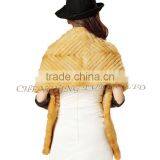 CX-B-M-46D Best Selling Wholesale Knit Mink Fur Lady's Latest Design Shawl thumbnail-4