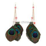 Wholesale Feather Jewelry Lady Peacock Tail Feather Earring Jewelry Evil Eye Earring Jewelry thumbnail-3