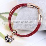 High Quality Gold Oval Clasp Leather Bracelet Multi Strand Leather Bracelet thumbnail-2