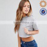 Womens Pullover Crop Top Short Sleeve Hoodies thumbnail-1