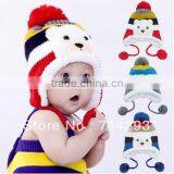 Colorful Stripe Pattern Cartoon Bear Design Thicken Crochet Wool Hat With Earflap 18569 thumbnail-1