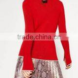 EY0878S 2016 Winter Ladies Red Mock Turtleneck Poncho Sweater thumbnail-2