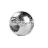 CCB Plastic European Style Large Hole Charm Beads Round Silver thumbnail-1