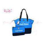 Blue and Black Big Cloth Tote Bags for Women , Shoulder Tote Bags thumbnail-1