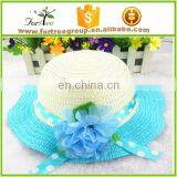 kids straw boater hats with chiffon flowers girls beach hats