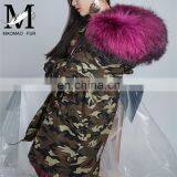 2016 Hot Sell Chinese Military Big Raccoon Fur Collar Parka Real Fox Fur Linling Camouflage Coat Women Winter Parka thumbnail-3