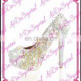 Aidocrystal white custom color rhinestone latest high heel girls gold peacock shoes for wedding party