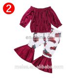 Wholesale of the latest children's boutique long sleeves deep red autumn and winter suits