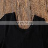 Girl Summer 2PCS Outfit Kids Short Sleeve Black Tops & Stripe Pant Set Girl Clothing Sets for 1-6T thumbnail-3