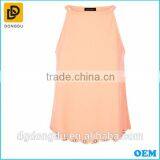 Orange Scalloped Eyelet Hem High Neck Women Vest Tops thumbnail-3