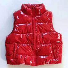 Ladies' shiny faux eco leather down cotton padded vest