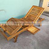 LOWEST PRICE - Acacia Sun Lounger With Table - Sun Lounger With Cushion - Pool Furniture thumbnail-1