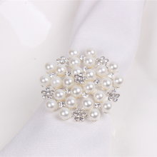 Wholesale Diamond Pearl Napkin Ring Wedding Hotel Napkin Button Holder thumbnail-4