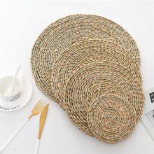Natural Rattan Round Water Hyacinth Placemat Braided Straw Customized Table Mat thumbnail-3