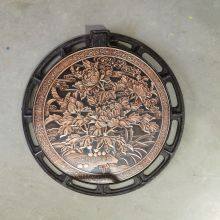 Artistic Manhole Covers in Round and Square Shapes With Painted Designs, Ductile Iron Castings for Custom-made Sculptures of Boundary Markers.