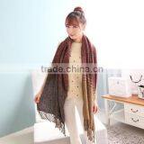 Wholesale Coral Fleece Striped Woven Warm Winter Women Shawls thumbnail-3