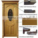 European Style the Latest Wood Glass Door Design Single Swing Door for Exterior in China thumbnail-2