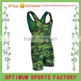 Camouflage high quality lycra fabric wrestlling singlet