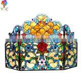 F-3 Tiffany Flower Fireplace Screen Stained Glass Flower Lamp